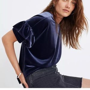 Madewell Velvet Ruffle-Sleeve Tee